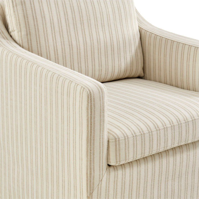 Modway Serene Slipcovered Striped Fabric Dining Armchair in Oatmeal Stripe - lifestyle view