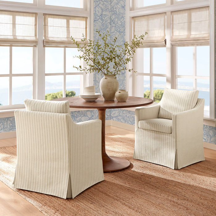 Modway Serene Slipcovered Striped Fabric Dining Armchair in Oatmeal Stripe - lifestyle view 8