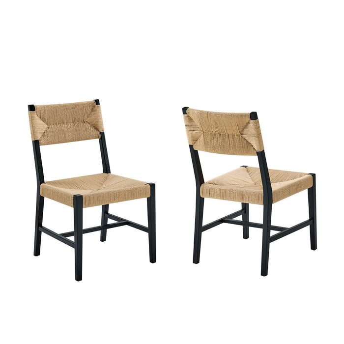 Modway Bodie Wood Dining Chair Set of 2 in Black Natural - front view