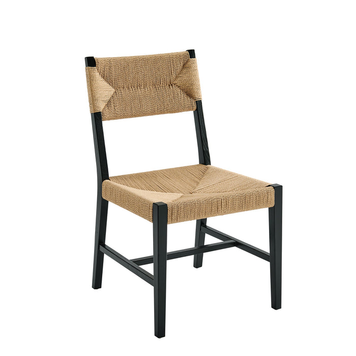 Modway Bodie Wood Dining Chair Set of 2 in Black Natural - angled view