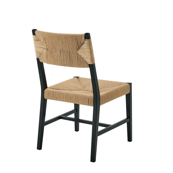 Modway Bodie Wood Dining Chair Set of 2 in Black Natural - detail view