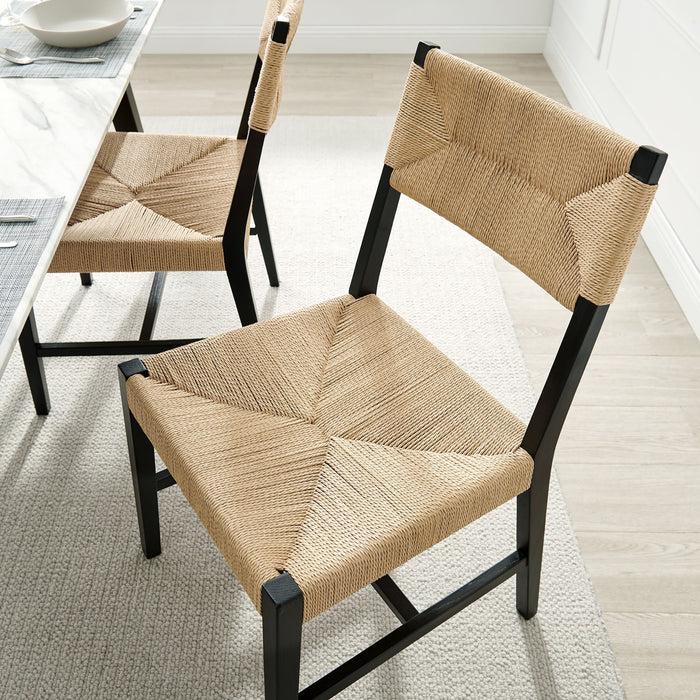 Modway Bodie Wood Dining Chair Set of 2 in Black Natural - lifestyle view 29