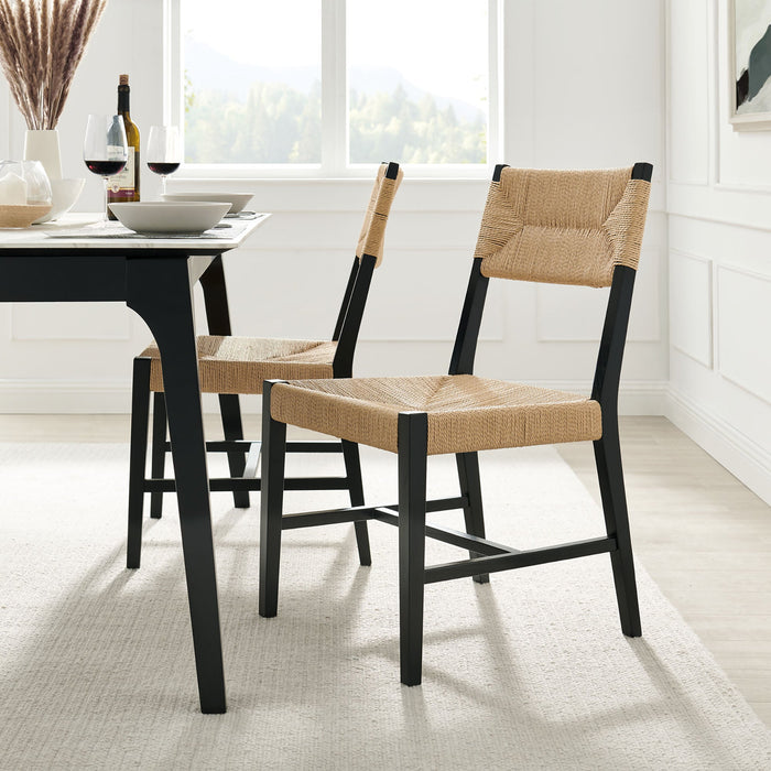 Modway Bodie Wood Dining Chair Set of 2 in Black Natural - lifestyle view 33