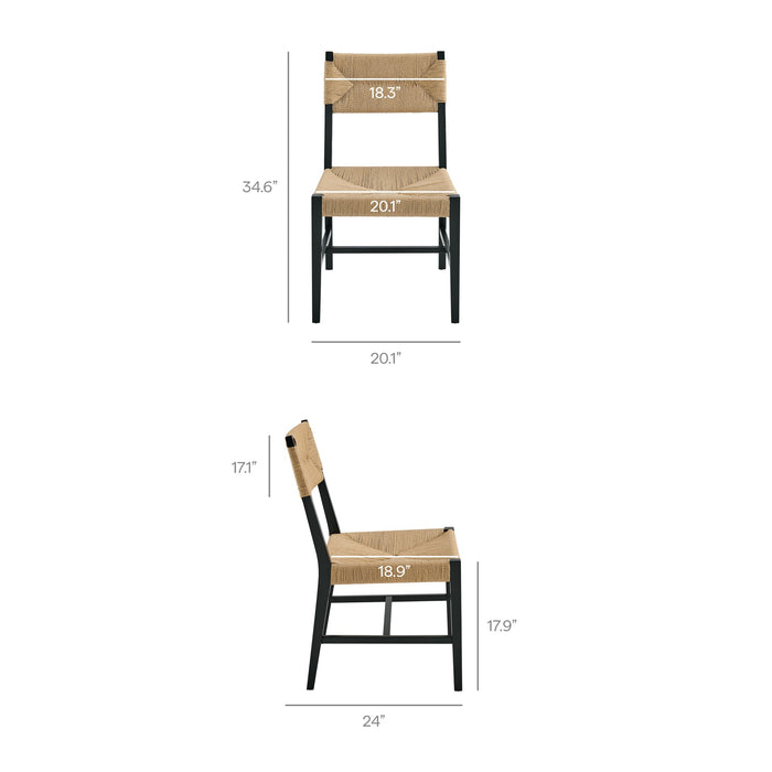 Modway Bodie Wood Dining Chair Set of 2 in Black Natural - dimensions and specifications 38
