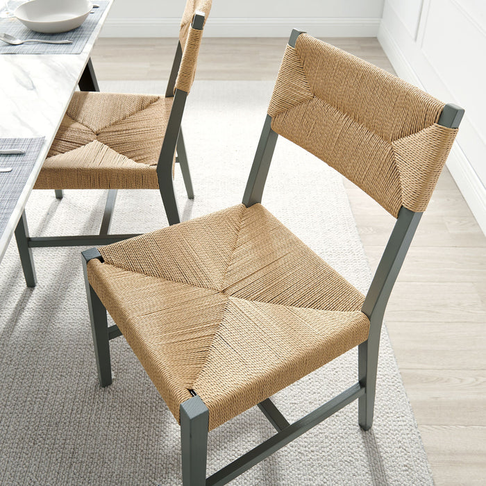 Modway Bodie Wood Dining Chair Set of 2 in Light Gray Natural - lifestyle view 31