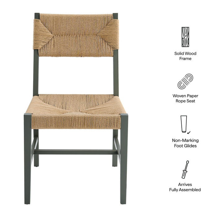Modway Bodie Wood Dining Chair Set of 2 in Light Gray Natural - dimensions and specifications