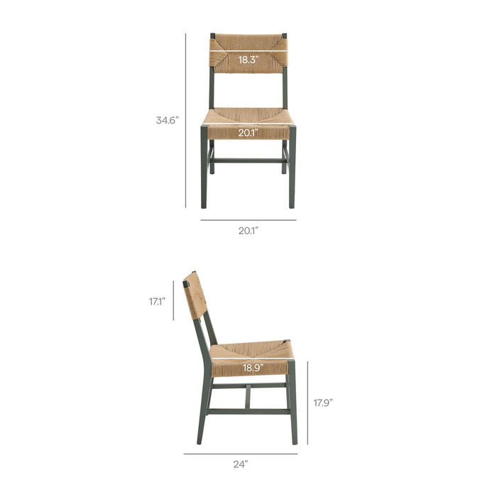 Modway Bodie Wood Dining Chair Set of 2 in Light Gray Natural - dimensions and specifications 42