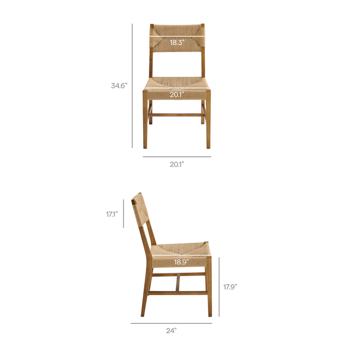 Modway Bodie Wood Dining Chair Set of 2 in Natural Natural - dimensions and specifications 44