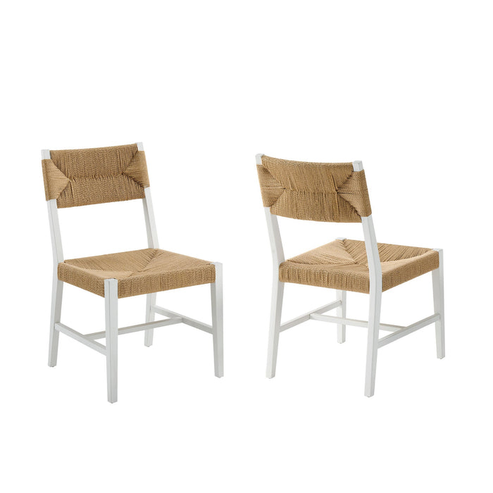 Modway Bodie Wood Dining Chair Set of 2 in White Natural - front view