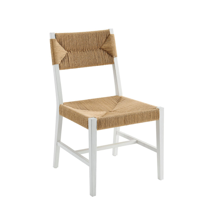 Modway Bodie Wood Dining Chair Set of 2 in White Natural - angled view