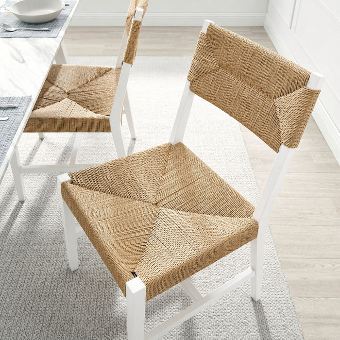 Modway Bodie Wood Dining Chair Set of 2 in White Natural - lifestyle view 30