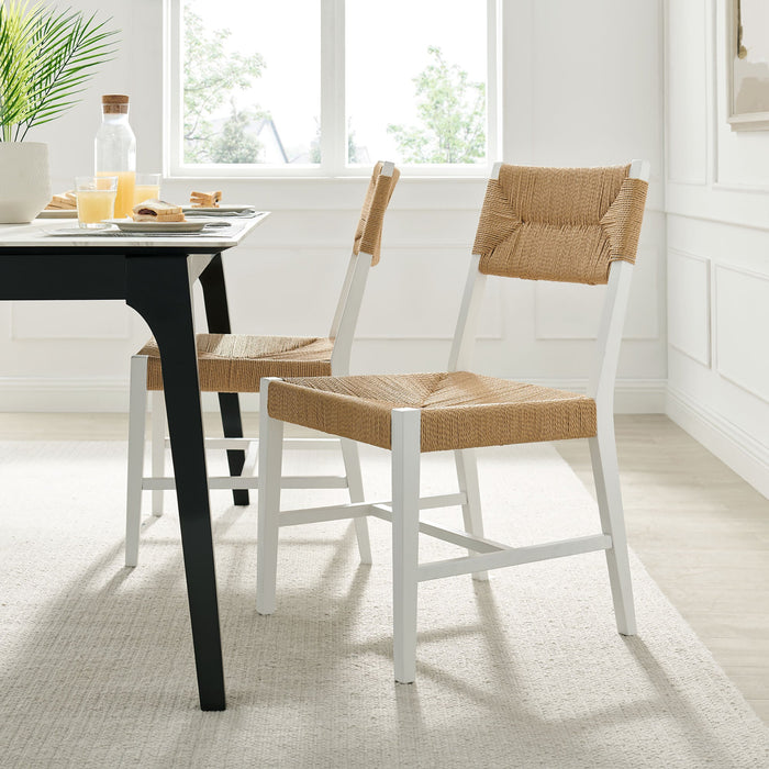 Modway Bodie Wood Dining Chair Set of 2 in White Natural - lifestyle view 34