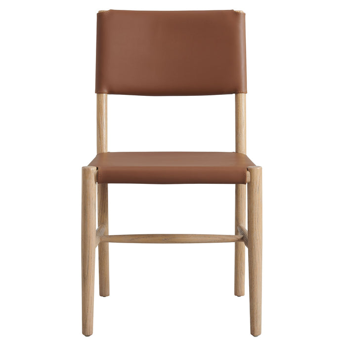 Modway Dover Wood Vegan Leather Dining Side Chair in Natural - detail view