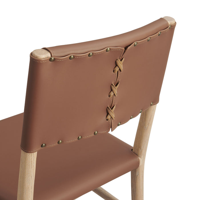 Modway Dover Wood Vegan Leather Dining Side Chair in Natural - lifestyle view