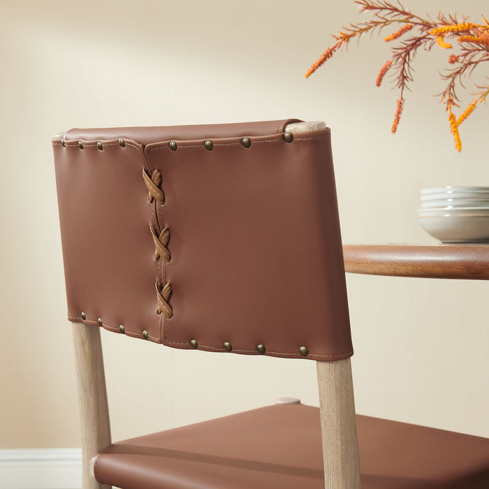 Modway Dover Wood Vegan Leather Dining Side Chair in Natural - lifestyle view 6