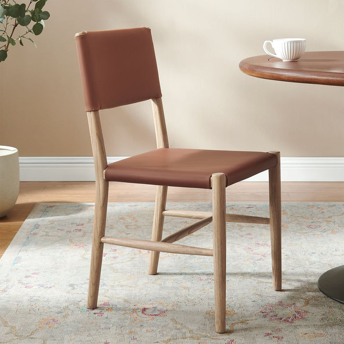 Modway Dover Wood Vegan Leather Dining Side Chair in Natural - lifestyle view 7
