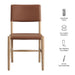 Modway Dover Wood Vegan Leather Dining Side Chair in Natural - dimensions and specifications