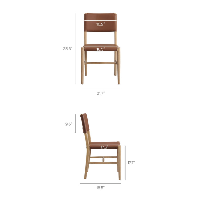 Modway Dover Wood Vegan Leather Dining Side Chair in Natural - dimensions and specifications 9