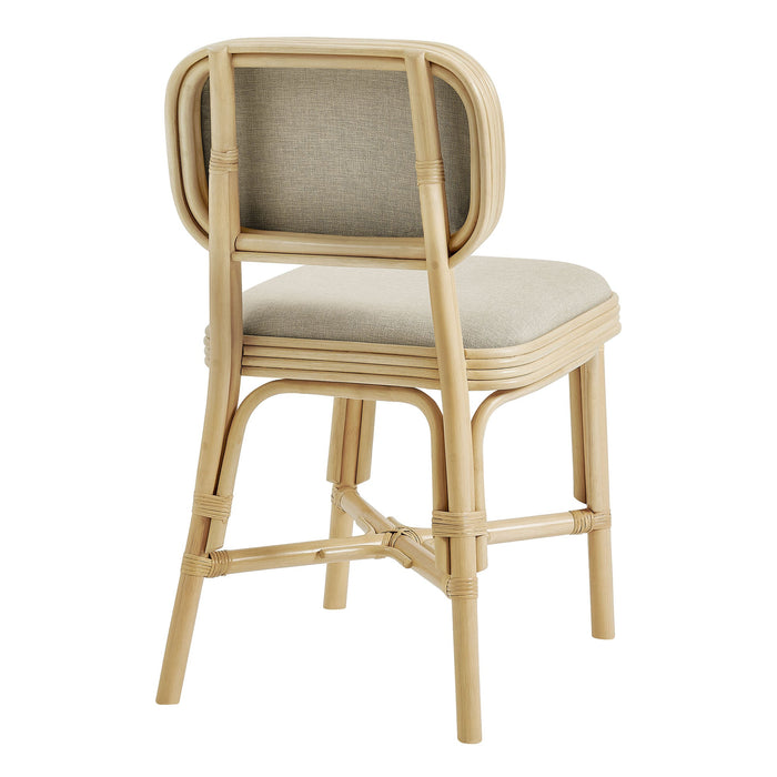 Modway Bahari Upholstered Rattan Dining Chair in Natural Beige - side view