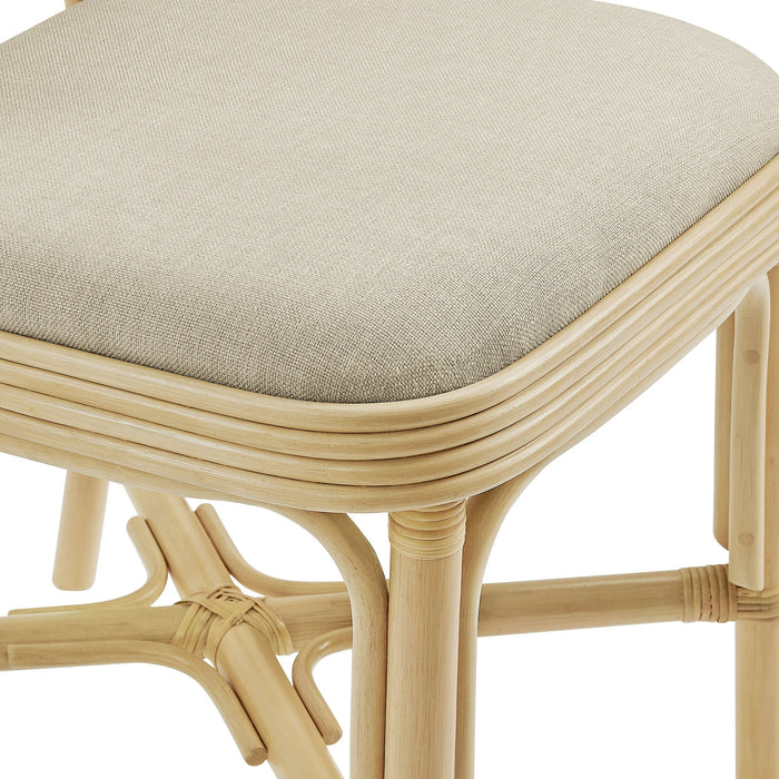 Modway Bahari Upholstered Rattan Dining Chair in Natural Beige - lifestyle view