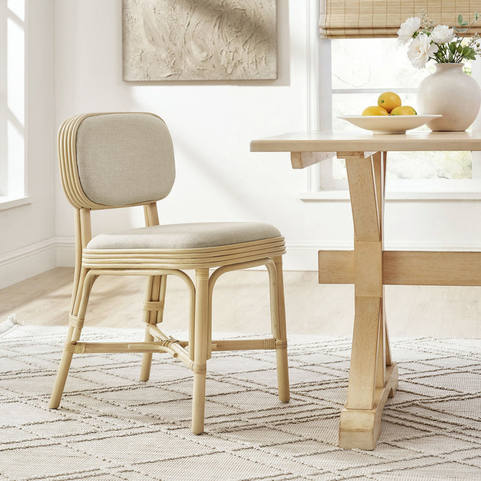 Modway Bahari Upholstered Rattan Dining Chair in Natural Beige - lifestyle view 13