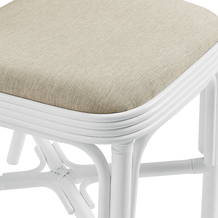 Modway Bahari Upholstered Rattan Dining Chair in White Light Beige - lifestyle view
