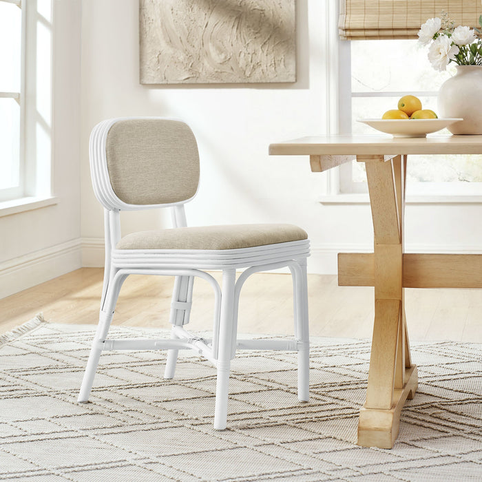 Modway Bahari Upholstered Rattan Dining Chair in White Light Beige - lifestyle view 14