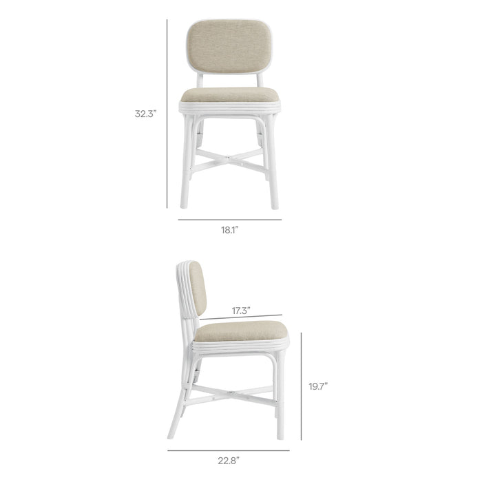 Modway Bahari Upholstered Rattan Dining Chair in White Light Beige - dimensions and specifications 18