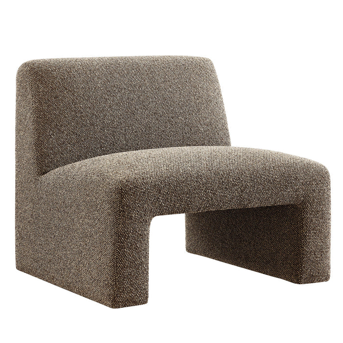 Modway Amita Lattice Boucle Upholstered Armless Accent Chair in Earth - front view