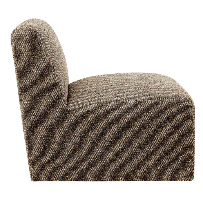 Modway Amita Lattice Boucle Upholstered Armless Accent Chair in Earth - angled view