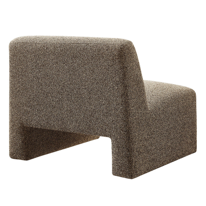 Modway Amita Lattice Boucle Upholstered Armless Accent Chair in Earth - side view