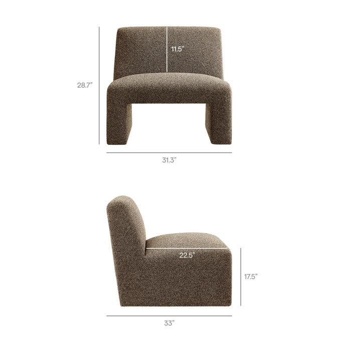 Modway Amita Lattice Boucle Upholstered Armless Accent Chair in Earth - dimensions and specifications 16