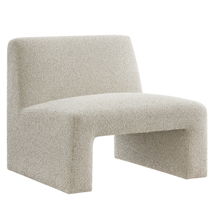 Modway Amita Lattice Boucle Upholstered Armless Accent Chair in Marble - front view