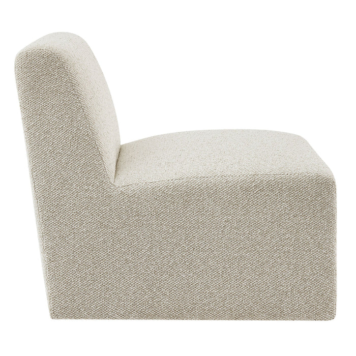 Modway Amita Lattice Boucle Upholstered Armless Accent Chair in Marble - angled view