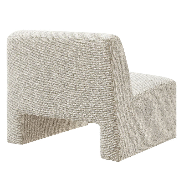 Modway Amita Lattice Boucle Upholstered Armless Accent Chair in Marble - side view