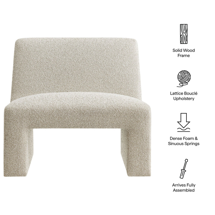 Modway Amita Lattice Boucle Upholstered Armless Accent Chair in Marble - dimensions and specifications