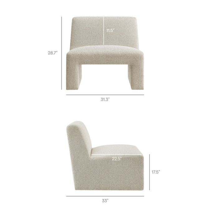 Modway Amita Lattice Boucle Upholstered Armless Accent Chair in Marble - dimensions and specifications 18