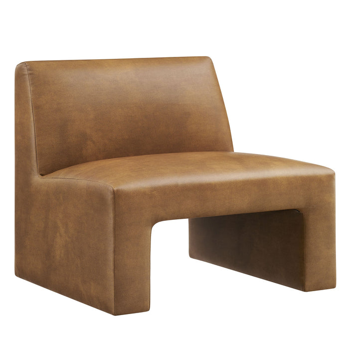 Modway Amita Vegan Leather Armless Accent Chair in Canyon - front view