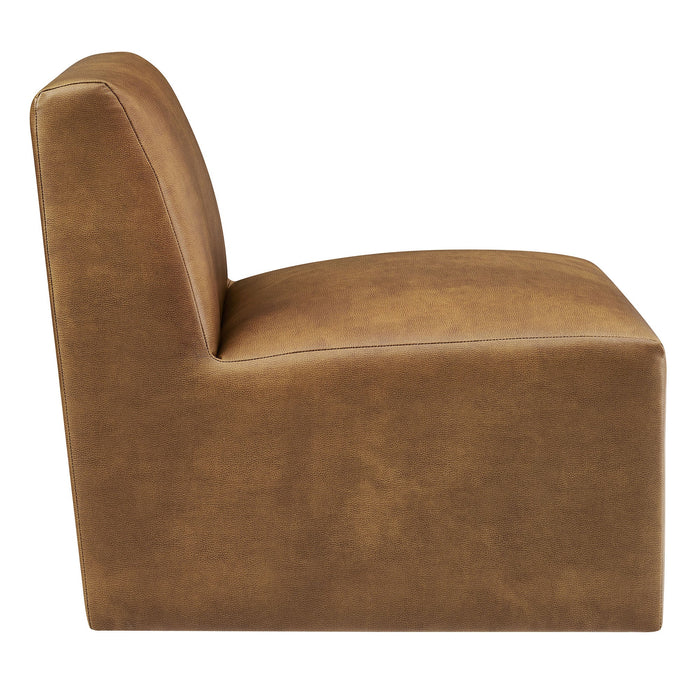 Modway Amita Vegan Leather Armless Accent Chair in Canyon - angled view