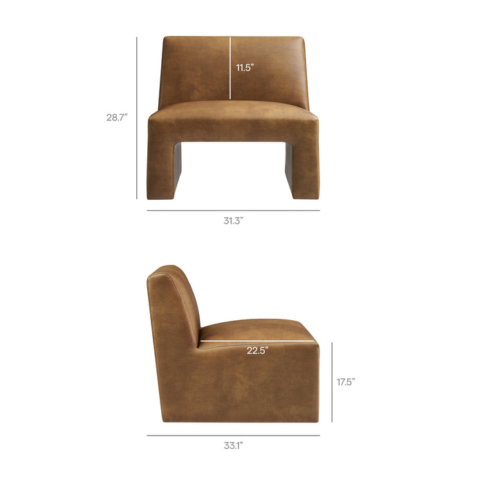 Modway Amita Vegan Leather Armless Accent Chair in Canyon - dimensions and specifications 23