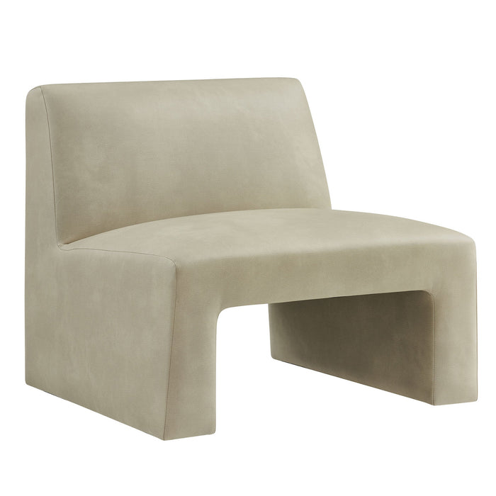 Modway Amita Vegan Leather Armless Accent Chair in Mineral - front view