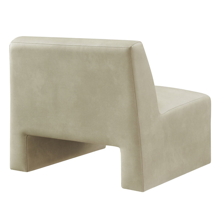 Modway Amita Vegan Leather Armless Accent Chair in Mineral - side view