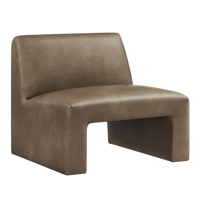 Modway Amita Vegan Leather Armless Accent Chair in Mushroom - front view