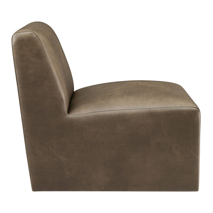 Modway Amita Vegan Leather Armless Accent Chair in Mushroom - angled view