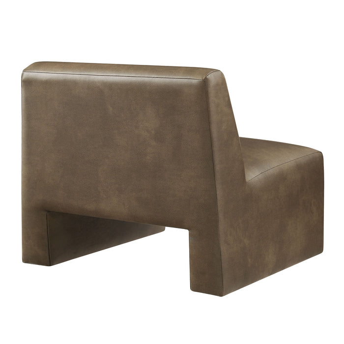 Modway Amita Vegan Leather Armless Accent Chair in Mushroom - side view