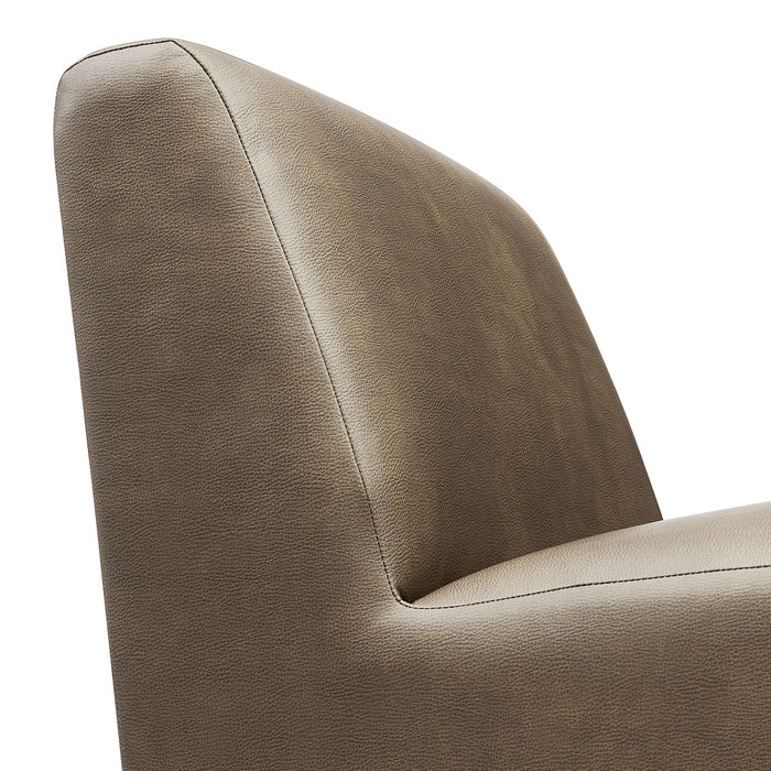 Modway Amita Vegan Leather Armless Accent Chair in Mushroom - lifestyle view