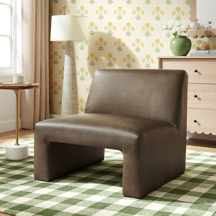 Modway Amita Vegan Leather Armless Accent Chair in Mushroom - lifestyle view 20