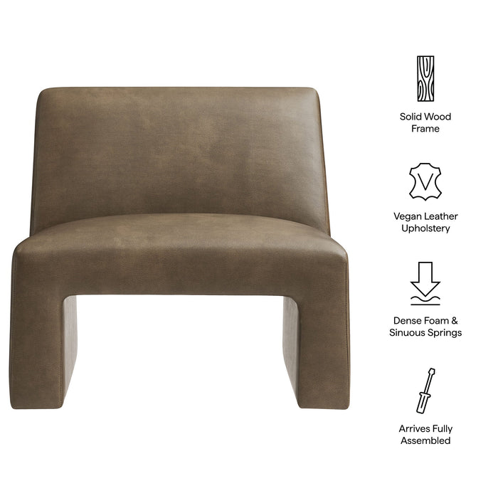Modway Amita Vegan Leather Armless Accent Chair in Mushroom - dimensions and specifications
