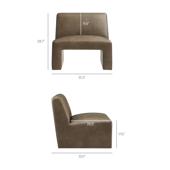 Modway Amita Vegan Leather Armless Accent Chair in Mushroom - dimensions and specifications 25