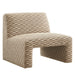 Modway Amita Checked Woven Fabric Armless Accent Chair in Mineral - front view